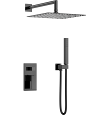 Душевой комплект Boheme Qubic 474-3-SGM С ВНУТРЕННЕЙ ЧАСТЬЮ, shine gun metal