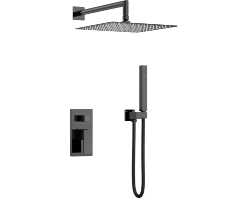 Душевой комплект Boheme Qubic 474-3-SGM С ВНУТРЕННЕЙ ЧАСТЬЮ, shine gun metal