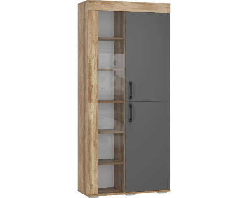 Шкаф-витрина БТС Прима ШК-16 90х38х198 см, графит, дуб каньон