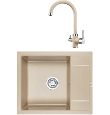 Комплект Мойка кухонная KRONA Flugel WR600-500 1 60х50 см, sand + Смеситель Brunnen H270 1 sand
