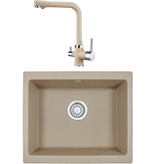 Комплект Мойка кухонная KRONA Quadrat W550-460 1 55х46 см, sand + Смеситель Brunnen H315 1 sand