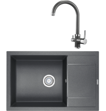 Комплект Мойка кухонная KRONA Flugel WRL780-500 1 78х50 см, graphite + Смеситель Brunnen H270 1 graphite
