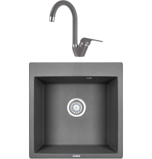Комплект Мойка кухонная KRONA Quadrat W510-520 1 51х50 см, graphite + Смеситель Wasser H270 1 graphite