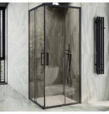 Душевой уголок Maybahglass MGY-1324-6 100 см, профиль черный, стекло прозрачное