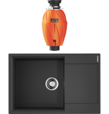 Комплект Мойка кухонная Omoikiri Daisen 78-LB черная + Измельчитель Nagare 1000