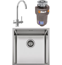 Комплект Мойка кухонная Seaman Eco Roma SMR-4444A.A + Смеситель Barcelone SSL-5385 water polish + Измельчитель Bort Titan Max Power FullControl
