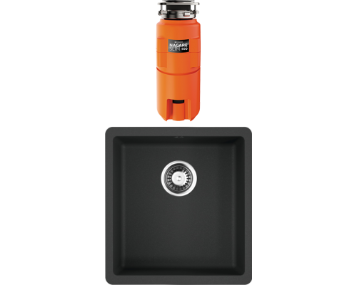 Комплект Мойка кухонная Omoikiri Kata 40-U-BL черная + Измельчитель Nagare slim 500