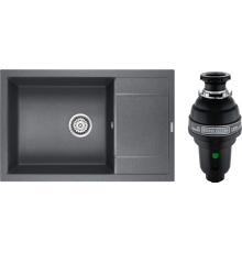 Комплект Мойка кухонная Paulmark Flugen 60 PM317850-DG графит + Измельчитель Bone Crusher BC 1000-AS