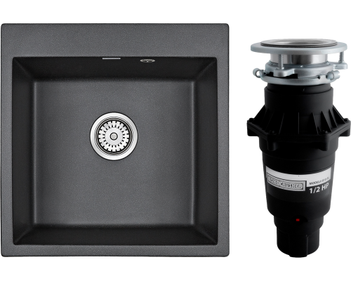 Комплект Мойка кухонная Paulmark Kante 50 PM105152-BL черный + Измельчитель Bone Crusher BC 810-SL Slim Line
