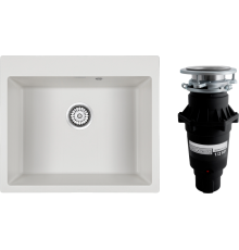 Комплект Мойка кухонная Paulmark Kante 60 PM106052-WH белый + Измельчитель Bone Crusher BC 810-SL Slim Line