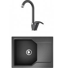 Комплект Мойка кухонная Omoikiri Yonaka 65-BL черная + Смеситель Umi BL черный