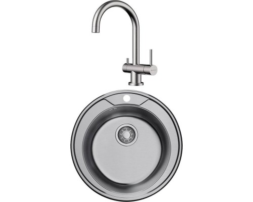 Комплект Мойка кухонная Omoikiri Asida 51 + Смеситель Yamada BN нержавеющая сталь