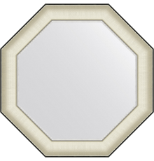 Зеркало Evoform Octagon BY 7440 64х64 белая кожа с хромом, в багетной раме