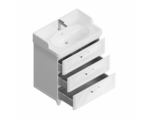 Kerama Marazzi Pompei Тумба напольная 80см, с 3 ящиками, цвет: белый глянцевый. PO.N.80.3\WHT