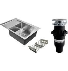 Комплект Мойка Wisent 7851-R с раздвижным коландером, сатин + Измельчитель Bone Crusher BC 810-SL Slim Line
