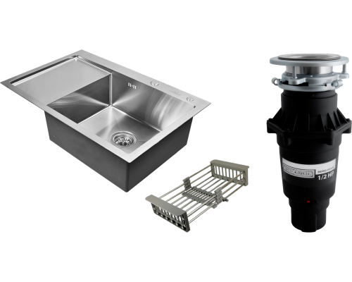 Комплект Мойка Wisent 7851-R с раздвижным коландером, сатин + Измельчитель Bone Crusher BC 810-SL Slim Line