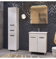 Мебель для ванной комнаты Vigo Plaza 60 напольная, 2 дверцы, белая, раковина Como 60