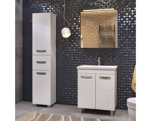 Мебель для ванной комнаты Vigo Plaza 60 напольная, 2 дверцы, белая, раковина Como 60