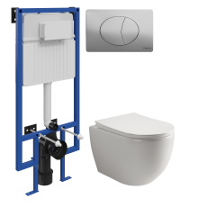 Комплект Унитаз подвесной Ceramicanova Mia Rimless CN1805 + Инсталляция STWORKI + Кнопка 230823 хром матовый