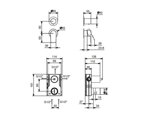 Fantini Myo Смеситель для душа, встраиваемый,на 3 источника, цвет: хром. 61 02 V689B Fantini Myo Смеситель для душа, встраиваемый,на 3 источника, цвет: хром. 61 02 V689B