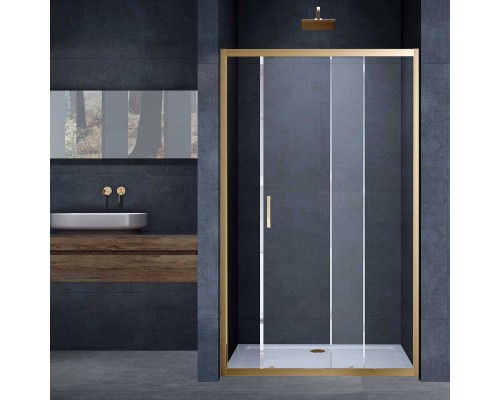 Душевая дверь в нишу Vincea Alpha VDS-3AL120CLG 120 см, профиль брашированное золото, стекло прозрачное
