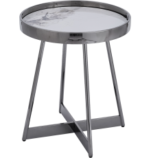 Журнальный столик Stool Group Гера 50х50х55 см, белый мрамор, темный хром