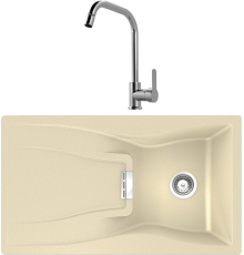 Комплект Мойка Schock Waterfall 45D (D-100) Cristadur аворио, интегрированная + Смеситель MEGA City MG- ZRV104 хром