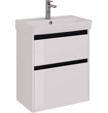 Тумба с раковиной Lemark Combi 60 черная, белая глянцевая