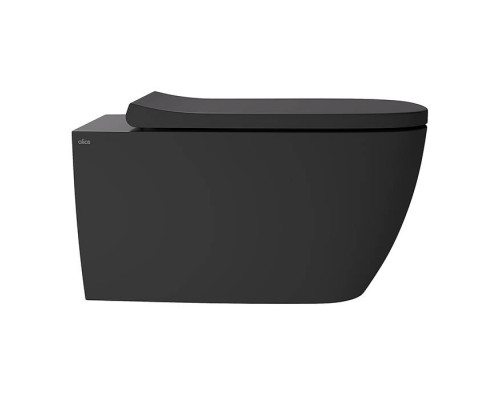 Alice Wunder Унитаз 53х31см., подвесной, безободковый, смыв aliflush+, под крепления Fischer WB-KliX, без сиденья и крышки, цвет: чёрный матовый. 45000108