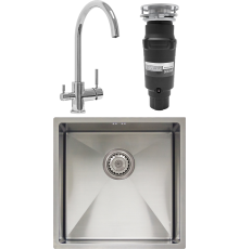 Комплект Мойка кухонная Seaman Eco Marino SME-440 хром + Смеситель Barcelone SSL-5385 water polish + Измельчитель Bone Crusher BC 910-SL-Slim Line