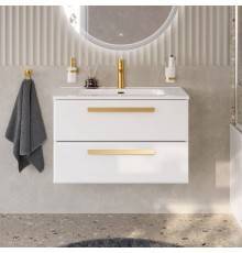 Тумба с раковиной Cezares Eco Cer-N 80, bianco opaco, раковина Duet 80, ручки сатиновое золото