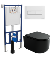 Комплект Унитаз подвесной Ceramicanova Ulma Rimless CN4006MB + Инсталляция DIWO 4501 + Кнопка 7320 белая