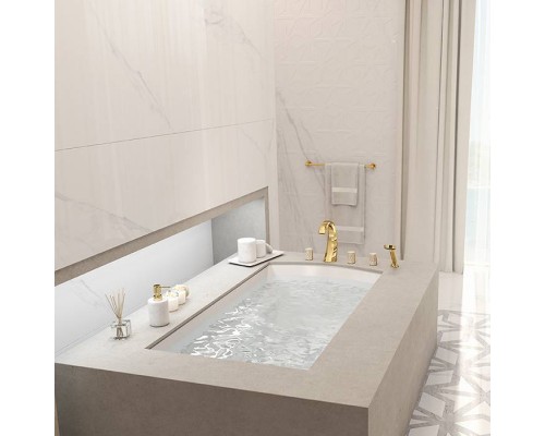 THG Nihal Porcelaine Ivoire Смеситель на борт ванны, на 5 отверстий, двойной, с ручным душем, цвет: Soft gold. U2N-F30-1132SG THG Nihal Porcelaine Ivoire Смеситель на борт ванны, на 5 отверстий, двойной, с ручным душем, цвет: Soft gold. U2N-F30-1132SG