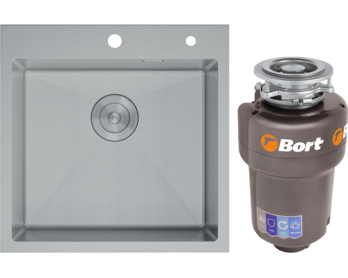 Комплект Мойка кухонная D K DKS505004 сатин + Измельчитель Bort Titan Max Power FullControl