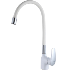 Смеситель для кухни Shevanik S443-1 с гибким изливом, белый