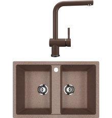 Комплект Мойка кухонная Ulgran U-608 -307 терракот + Смеситель U-022 терракот