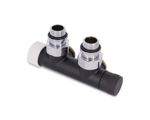 Узел нижнего подключения термостатический SR Rubinetterie угловой 1/2 х3/4 Е Чёрный матовый (левый) 0685-1500VCES