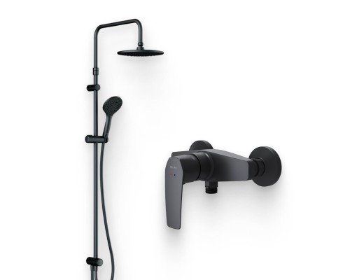 Душевой комплект Смеситель для душа AM.PM Gem F90A20022 черный + Стойка F0790022