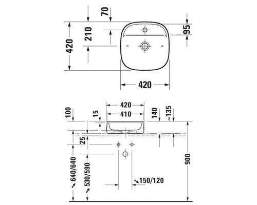 Duravit Zencha Раковина 42х42х14см., накладная, 1 отв., цвет: белый глянцевый. 2374420071