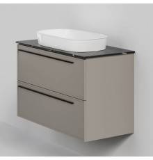 Тумба с раковиной La Fenice Elba Twin 100 подвесная, сappuccino, столешница черный мрамор, раковина белая матовая