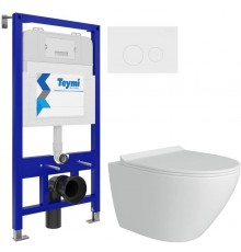 Комплект Унитаз подвесной Teymi Lina Pro + Инсталляция Aina T70011 + Кнопка Lina T70019WM белый матовый