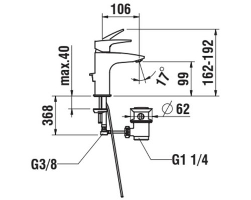 Laufen Laurin Смеситель для раковины, 1 отв., с донным клапаном, Eco+, цвет: хром. HF500701100000