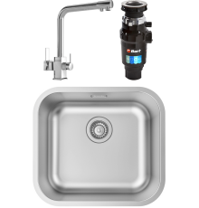 Комплект Мойка кухонная IDDIS Mate MAT49S0i77 + Смеситель MEGA Life MG-TK06 хром + Измельчитель Bort Master Eco 91275752