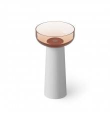 Dea Design Light Раковина 48x48x88см., напольная, без отв., Glasstek, прозрачная смола, цвет: чаша brown copper/пьедестал белый. DD2027 480 R9 18
