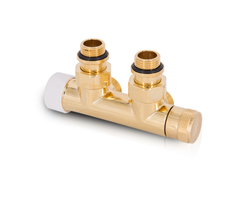 Узел нижнего подключения термостатический SR Rubinetterie угловой 1/2 х3/4 Е Золото (левый) 0685-1500D0E0