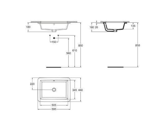 Ideal Standard Strada Раковина 59.5x43.5см., встраиваемая снизу, без отв., цвет: белый. K077901 Ideal Standard Strada Раковина 59.5x43.5см., встраиваемая снизу, без отв., цвет: белый. K077901