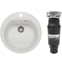 Комплект Мойка Polygran Atol 627451 белый хлопок + Измельчитель Bone Crusher BC 910-SL-Slim Line
