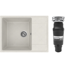 Комплект Мойка Practik PR-M 650-001 белый камень + Измельчитель Bone Crusher BC 910-SL-Slim Line