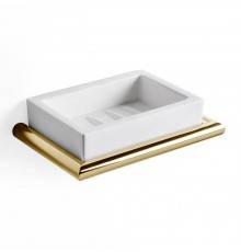 3SC Guy Мыльница подвесная, композит Solid Surface, цвет: белый матовый/золото 24к. Lucido. GU01GD