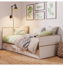 Кровать БТС Сакура Light 90x200 дуб сонома, белая